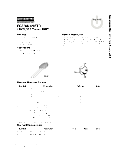 Fairchild Semiconductor fga30n120ftd  . Electronic Components Datasheets Active components Transistors Fairchild Semiconductor fga30n120ftd.pdf