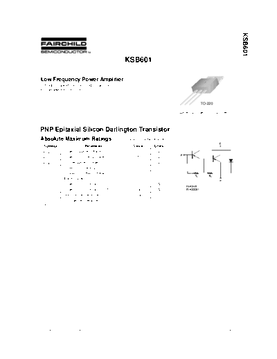 Fairchild Semiconductor ksb601  . Electronic Components Datasheets Active components Transistors Fairchild Semiconductor ksb601.pdf