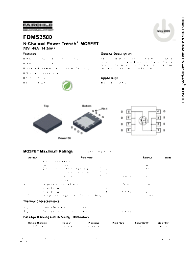 Fairchild Semiconductor fdms3500  . Electronic Components Datasheets Active components Transistors Fairchild Semiconductor fdms3500.pdf
