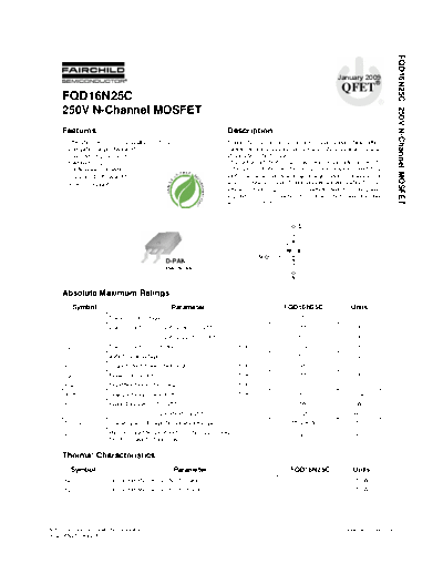 Fairchild Semiconductor fqd16n25c  . Electronic Components Datasheets Active components Transistors Fairchild Semiconductor fqd16n25c.pdf