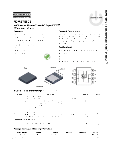 Fairchild Semiconductor fdms7560s  . Electronic Components Datasheets Active components Transistors Fairchild Semiconductor fdms7560s.pdf
