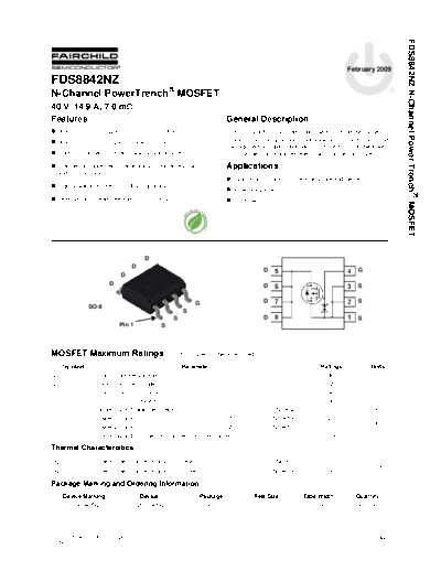 Fairchild Semiconductor fds8842nz  . Electronic Components Datasheets Active components Transistors Fairchild Semiconductor fds8842nz.pdf