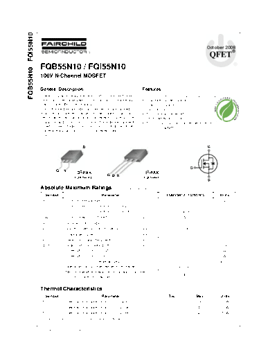 Fairchild Semiconductor fqb55n10 fqi55n10  . Electronic Components Datasheets Active components Transistors Fairchild Semiconductor fqb55n10_fqi55n10.pdf
