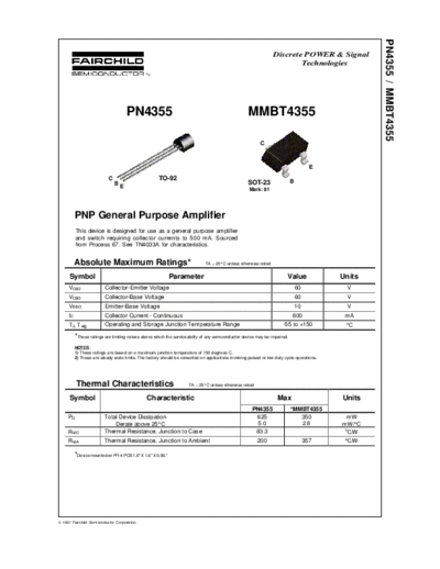 Fairchild Semiconductor pn4355  . Electronic Components Datasheets Active components Transistors Fairchild Semiconductor pn4355.pdf