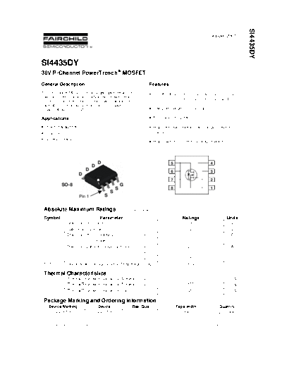 Fairchild Semiconductor si4435dy  . Electronic Components Datasheets Active components Transistors Fairchild Semiconductor si4435dy.pdf