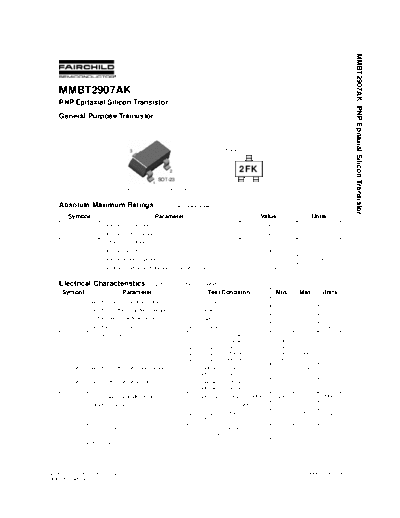 Fairchild Semiconductor mmbt2907ak  . Electronic Components Datasheets Active components Transistors Fairchild Semiconductor mmbt2907ak.pdf
