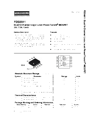 Fairchild Semiconductor fds6911  . Electronic Components Datasheets Active components Transistors Fairchild Semiconductor fds6911.pdf