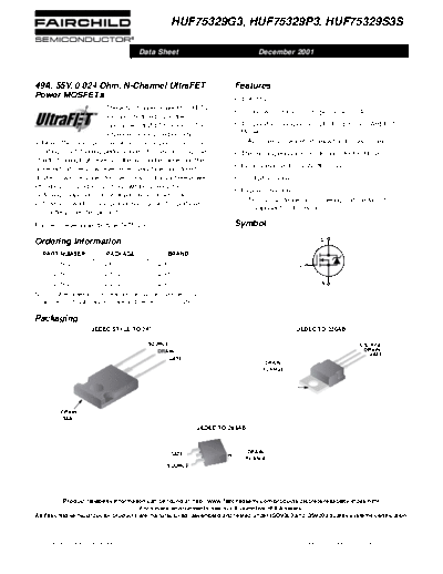 Fairchild Semiconductor huf75329g3 huf75329p3 huf75329s3s  . Electronic Components Datasheets Active components Transistors Fairchild Semiconductor huf75329g3_huf75329p3_huf75329s3s.pdf