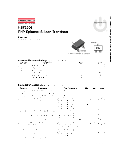 Fairchild Semiconductor kst3906  . Electronic Components Datasheets Active components Transistors Fairchild Semiconductor kst3906.pdf