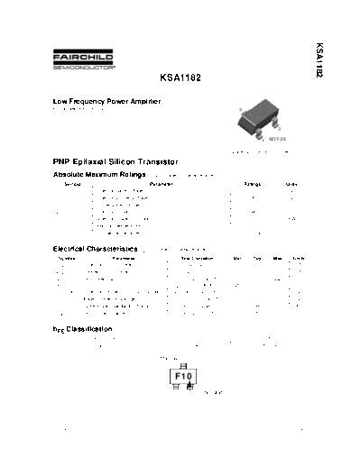 Fairchild Semiconductor ksa1182  . Electronic Components Datasheets Active components Transistors Fairchild Semiconductor ksa1182.pdf
