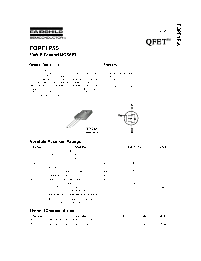 Fairchild Semiconductor fqpf1p50  . Electronic Components Datasheets Active components Transistors Fairchild Semiconductor fqpf1p50.pdf