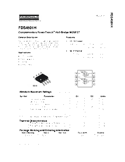 Fairchild Semiconductor fds4501h  . Electronic Components Datasheets Active components Transistors Fairchild Semiconductor fds4501h.pdf