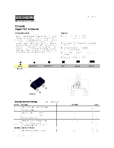 Fairchild Semiconductor fdv303n  . Electronic Components Datasheets Active components Transistors Fairchild Semiconductor fdv303n.pdf