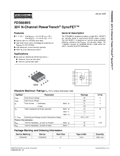 Fairchild Semiconductor fds6699s  . Electronic Components Datasheets Active components Transistors Fairchild Semiconductor fds6699s.pdf