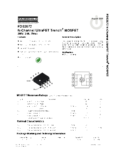 Fairchild Semiconductor fds2672  . Electronic Components Datasheets Active components Transistors Fairchild Semiconductor fds2672.pdf