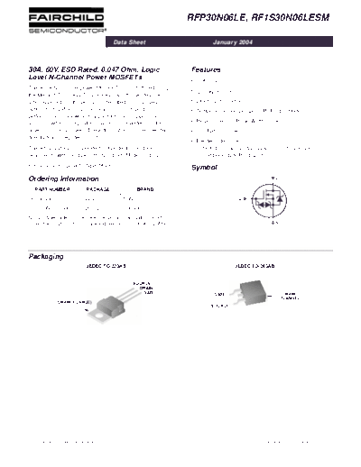 Fairchild Semiconductor rfp30n06le rf1s30n06lesm  . Electronic Components Datasheets Active components Transistors Fairchild Semiconductor rfp30n06le_rf1s30n06lesm.pdf