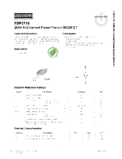 Fairchild Semiconductor fdp2710  . Electronic Components Datasheets Active components Transistors Fairchild Semiconductor fdp2710.pdf