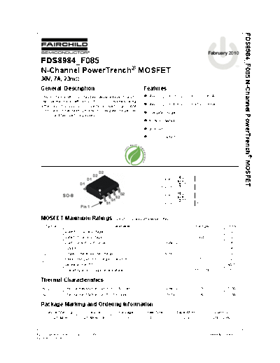 Fairchild Semiconductor fds8984 f085  . Electronic Components Datasheets Active components Transistors Fairchild Semiconductor fds8984_f085.pdf