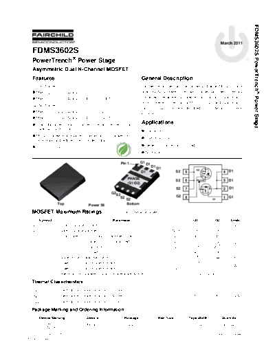 Fairchild Semiconductor fdms3602s  . Electronic Components Datasheets Active components Transistors Fairchild Semiconductor fdms3602s.pdf