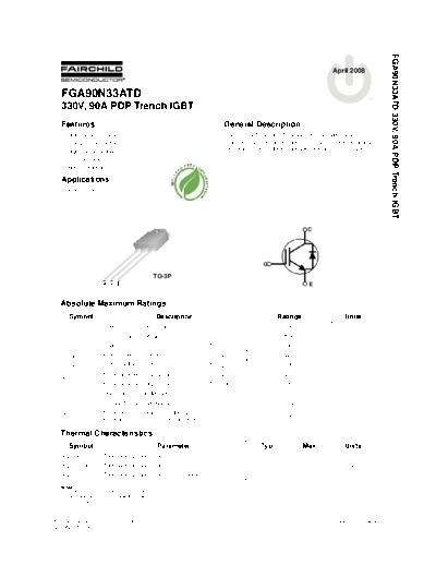 Fairchild Semiconductor fga90n33atd  . Electronic Components Datasheets Active components Transistors Fairchild Semiconductor fga90n33atd.pdf