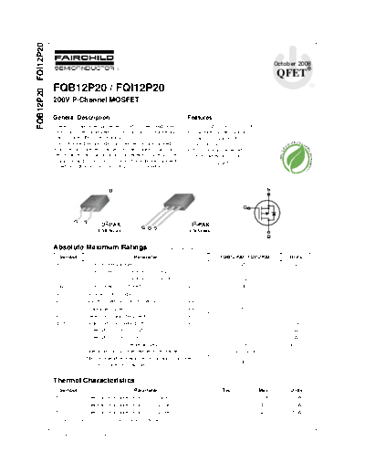Fairchild Semiconductor fqb12p20 fqi12p20  . Electronic Components Datasheets Active components Transistors Fairchild Semiconductor fqb12p20_fqi12p20.pdf