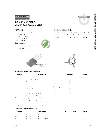 Fairchild Semiconductor fgh30n120ftd  . Electronic Components Datasheets Active components Transistors Fairchild Semiconductor fgh30n120ftd.pdf
