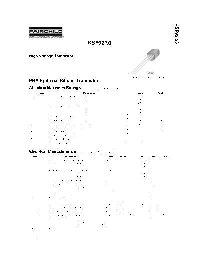 Fairchild Semiconductor ksp92 ksp93  . Electronic Components Datasheets Active components Transistors Fairchild Semiconductor ksp92_ksp93.pdf