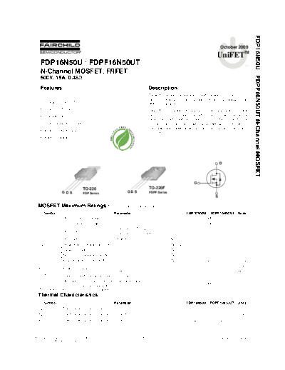 Fairchild Semiconductor fdp16n50u fdpf16n50ut  . Electronic Components Datasheets Active components Transistors Fairchild Semiconductor fdp16n50u_fdpf16n50ut.pdf