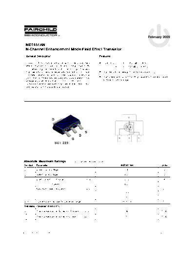 Fairchild Semiconductor ndt451an  . Electronic Components Datasheets Active components Transistors Fairchild Semiconductor ndt451an.pdf