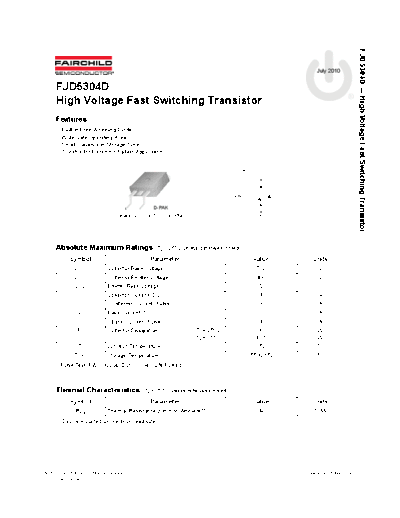 Fairchild Semiconductor fjd5304d  . Electronic Components Datasheets Active components Transistors Fairchild Semiconductor fjd5304d.pdf
