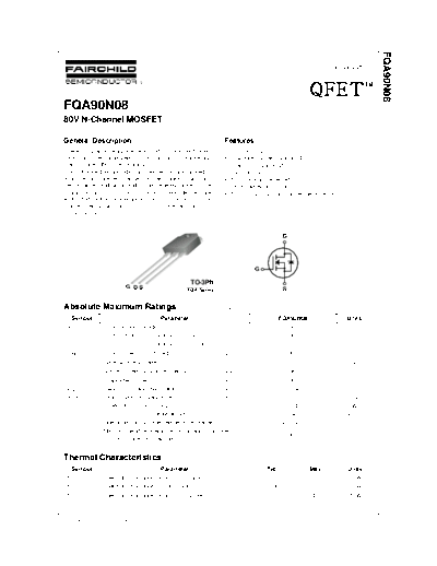 Fairchild Semiconductor fqa90n08  . Electronic Components Datasheets Active components Transistors Fairchild Semiconductor fqa90n08.pdf