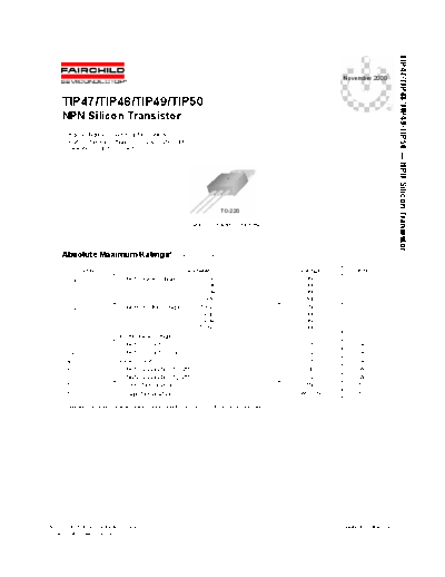 Fairchild Semiconductor tip47 tip48 tip49 tip50  . Electronic Components Datasheets Active components Transistors Fairchild Semiconductor tip47_tip48_tip49_tip50.pdf