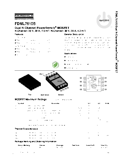 Fairchild Semiconductor fdml7610s  . Electronic Components Datasheets Active components Transistors Fairchild Semiconductor fdml7610s.pdf