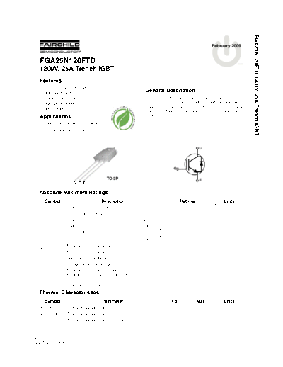 Fairchild Semiconductor fga25n120ftd  . Electronic Components Datasheets Active components Transistors Fairchild Semiconductor fga25n120ftd.pdf