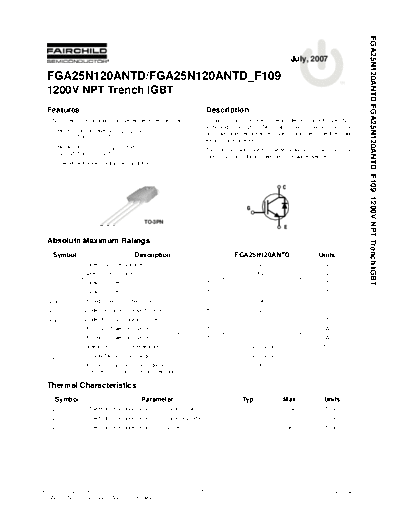 Fairchild Semiconductor fga25n120antdtu f109  . Electronic Components Datasheets Active components Transistors Fairchild Semiconductor fga25n120antdtu_f109.pdf