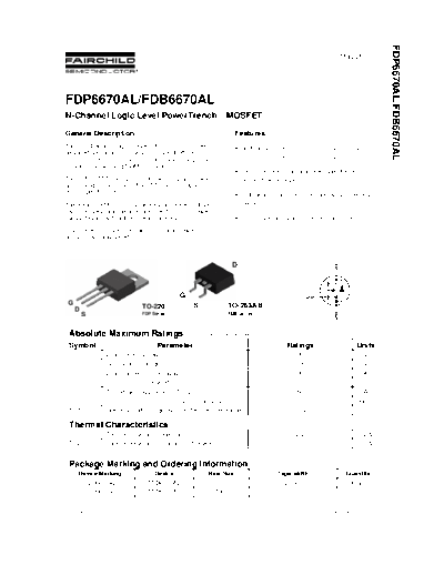 Fairchild Semiconductor fdp6670al fdb6670al  . Electronic Components Datasheets Active components Transistors Fairchild Semiconductor fdp6670al_fdb6670al.pdf