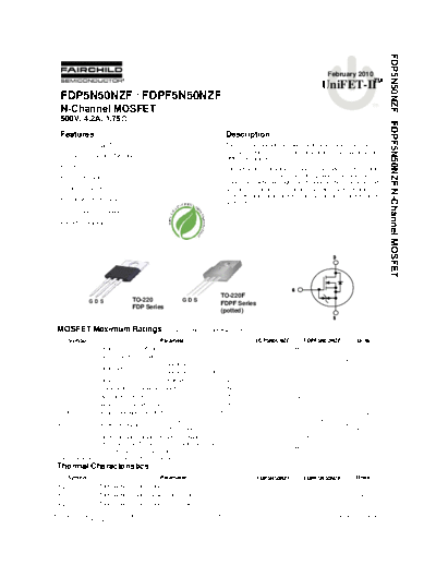 Fairchild Semiconductor fdp5n50nzf fdpf5n50nzf  . Electronic Components Datasheets Active components Transistors Fairchild Semiconductor fdp5n50nzf_fdpf5n50nzf.pdf