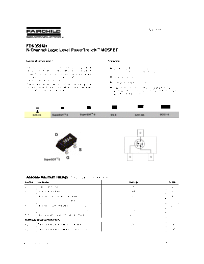 Fairchild Semiconductor fdn359an  . Electronic Components Datasheets Active components Transistors Fairchild Semiconductor fdn359an.pdf