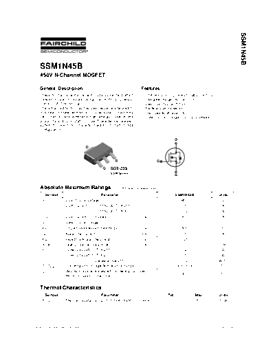 Fairchild Semiconductor ssm1n45b  . Electronic Components Datasheets Active components Transistors Fairchild Semiconductor ssm1n45b.pdf