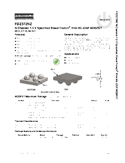 Fairchild Semiconductor fdz372nz  . Electronic Components Datasheets Active components Transistors Fairchild Semiconductor fdz372nz.pdf