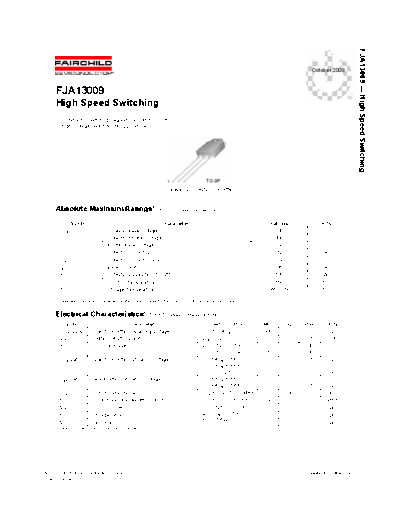 Fairchild Semiconductor fja13009  . Electronic Components Datasheets Active components Transistors Fairchild Semiconductor fja13009.pdf
