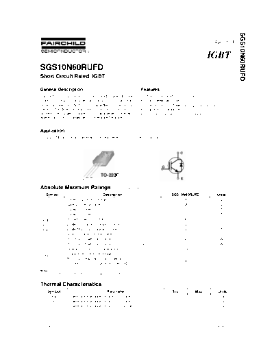 Fairchild Semiconductor sgs10n60rufd  . Electronic Components Datasheets Active components Transistors Fairchild Semiconductor sgs10n60rufd.pdf