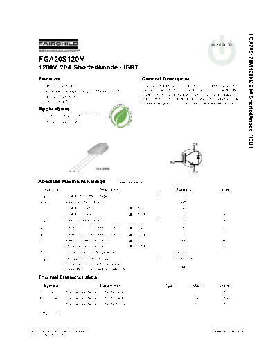 Fairchild Semiconductor fga20s120m  . Electronic Components Datasheets Active components Transistors Fairchild Semiconductor fga20s120m.pdf