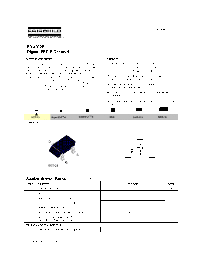 Fairchild Semiconductor fdv302p  . Electronic Components Datasheets Active components Transistors Fairchild Semiconductor fdv302p.pdf