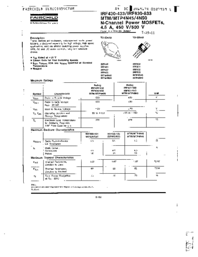 Fairchild Semiconductor irf430  . Electronic Components Datasheets Active components Transistors Fairchild Semiconductor irf430.pdf