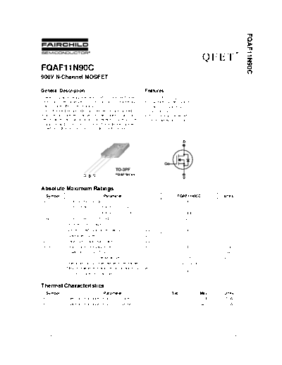 Fairchild Semiconductor fqaf11n90c  . Electronic Components Datasheets Active components Transistors Fairchild Semiconductor fqaf11n90c.pdf