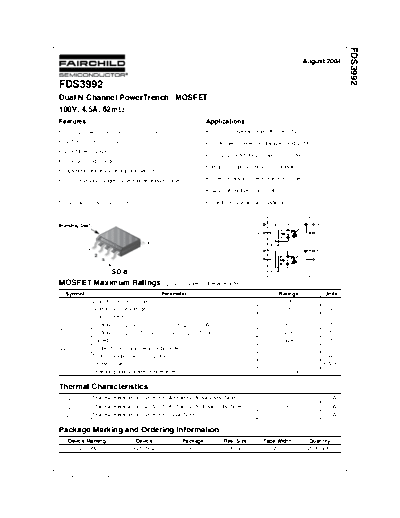 Fairchild Semiconductor fds3992  . Electronic Components Datasheets Active components Transistors Fairchild Semiconductor fds3992.pdf