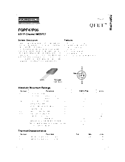 Fairchild Semiconductor fqpf47p06  . Electronic Components Datasheets Active components Transistors Fairchild Semiconductor fqpf47p06.pdf