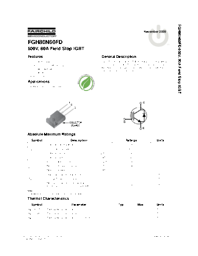 Fairchild Semiconductor fgh80n60fd  . Electronic Components Datasheets Active components Transistors Fairchild Semiconductor fgh80n60fd.pdf