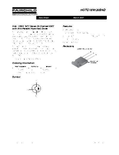 Fairchild Semiconductor hgtg18n120bnd  . Electronic Components Datasheets Active components Transistors Fairchild Semiconductor hgtg18n120bnd.pdf